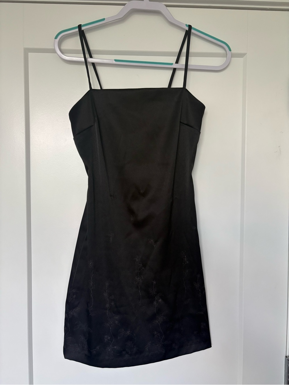 Classic Black Satin Dress with Spaghetti Straps